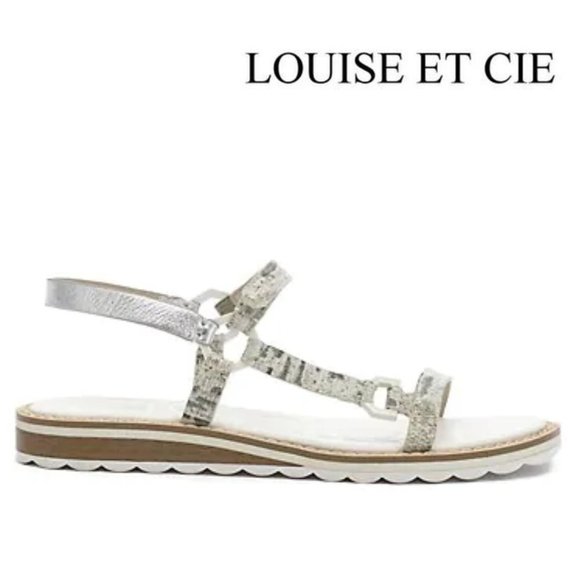 New Louise et Cie Eira Sandal, Size 5.5 / 7 /7.5 / 8 in White Medley /Sterling - Picture 2 of 8